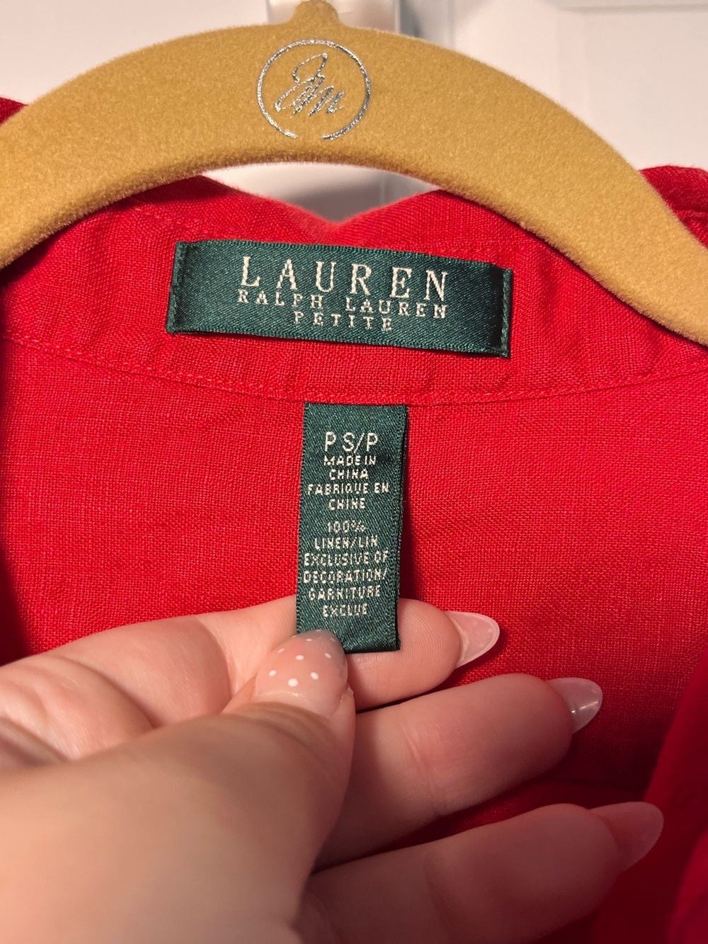 Lauren Ralph Lauren Red Button-Down Shirt Small Petite Workwear - Picture 7 of 9